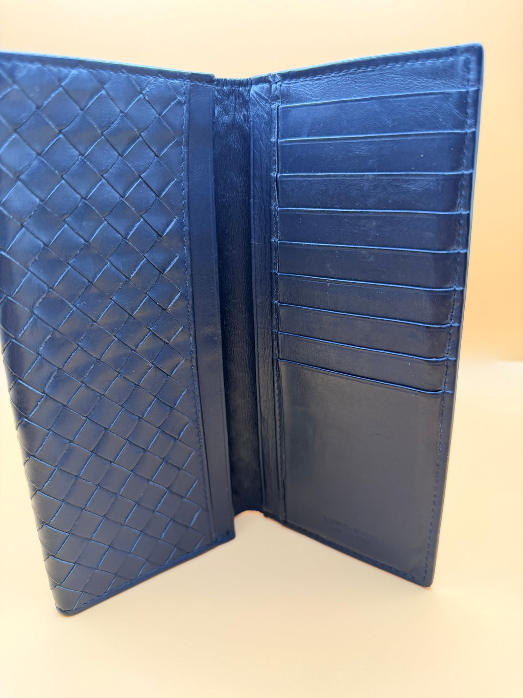 Bottega Nappa Intrecciato Continental Flap Wallet Dark Blue 8