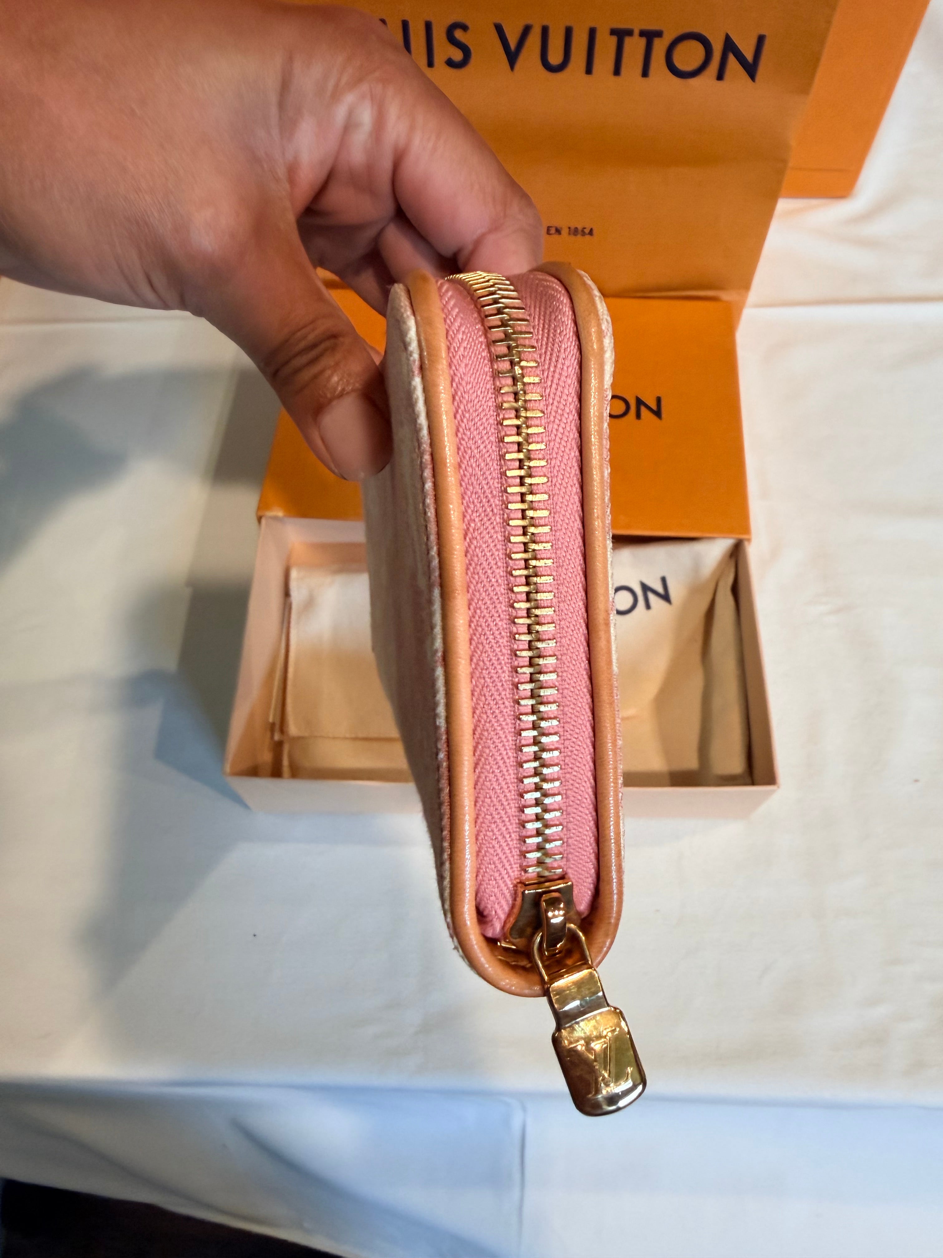 Louis Vuitton Wallet Zippy Pink Monogram Jacquard Denim 10