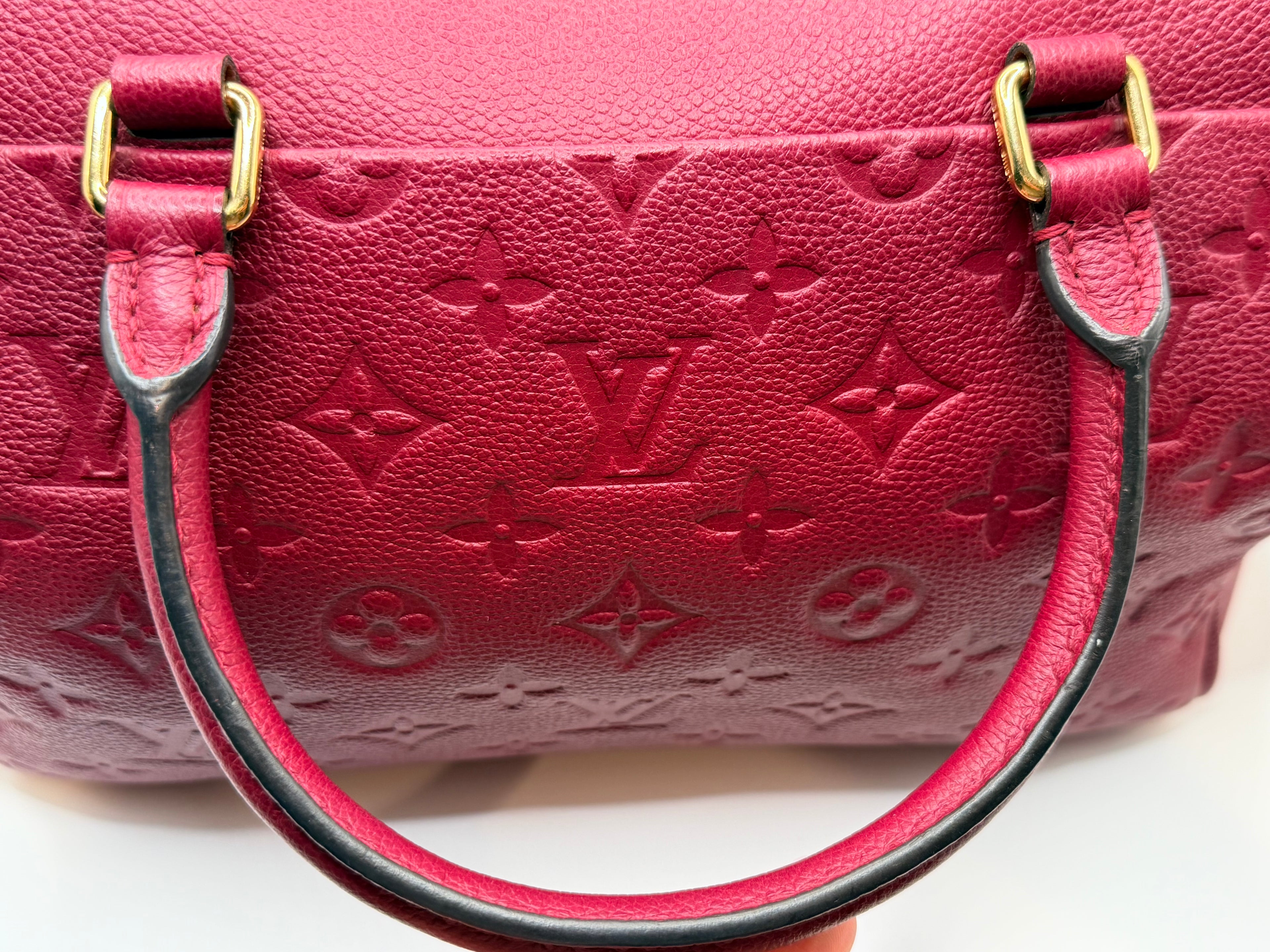 Louis Vuitton Speedy Bandouliere Bag Monogram Empreinte Giant 25 Burgundy 11