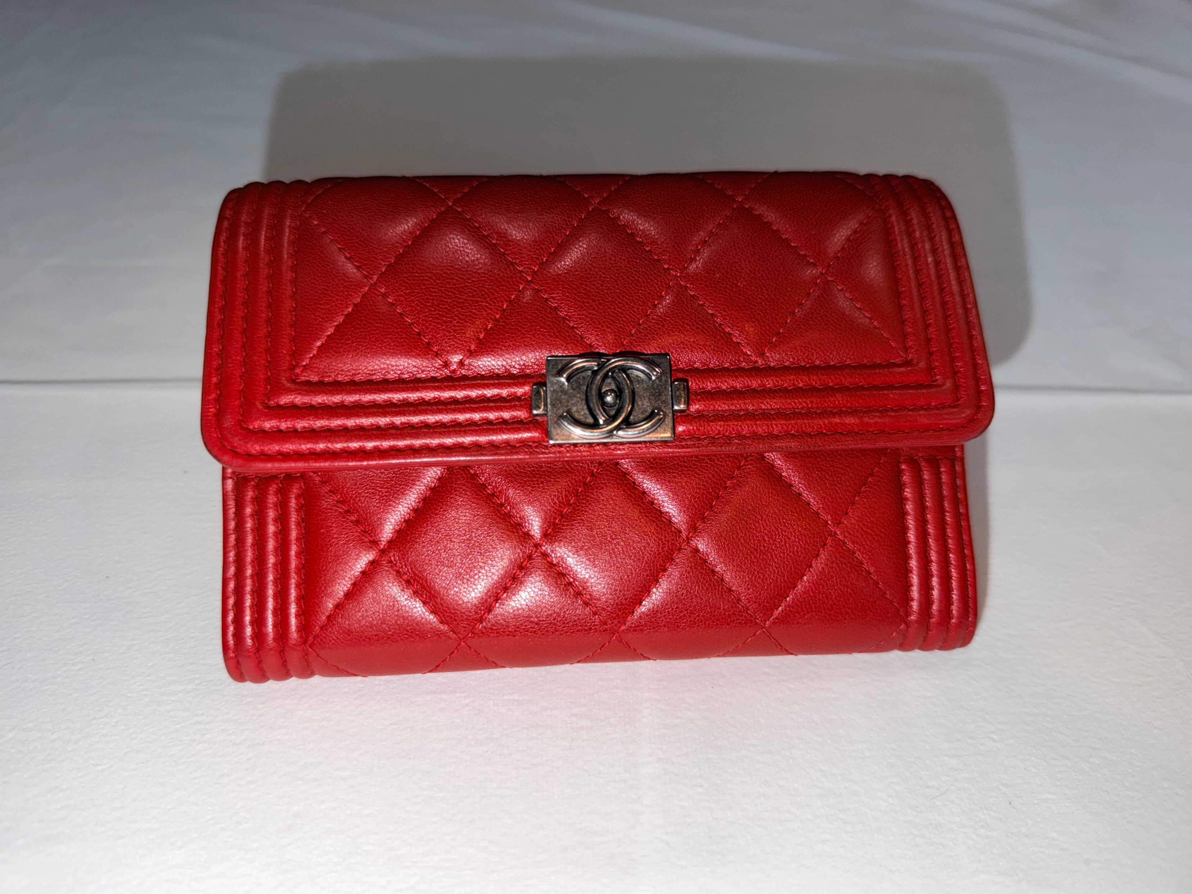 Chanel Boy Flap Wallet in Red Quilted Leather 57