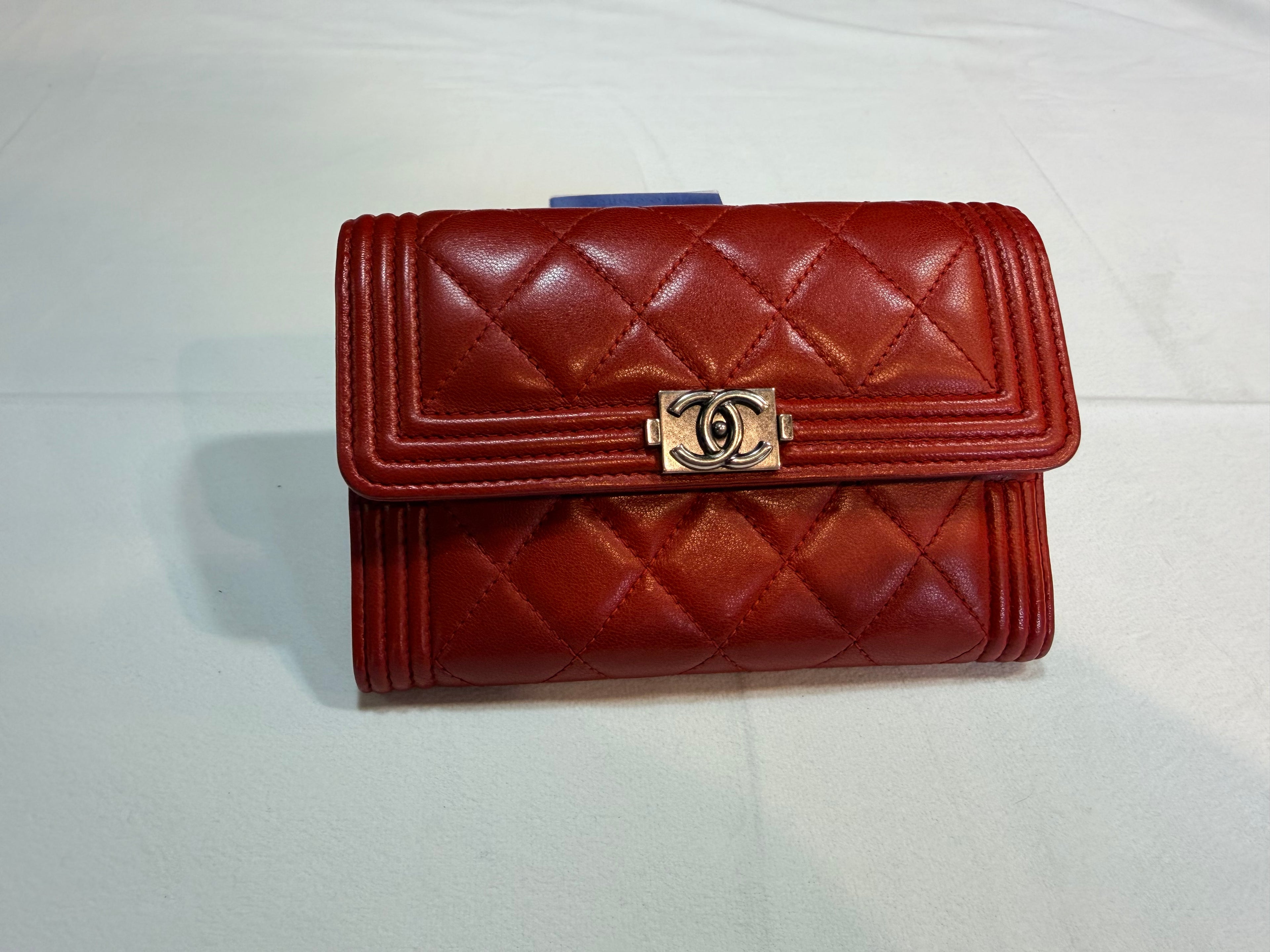 Chanel Boy Flap Wallet in Red Quilted Leather 57