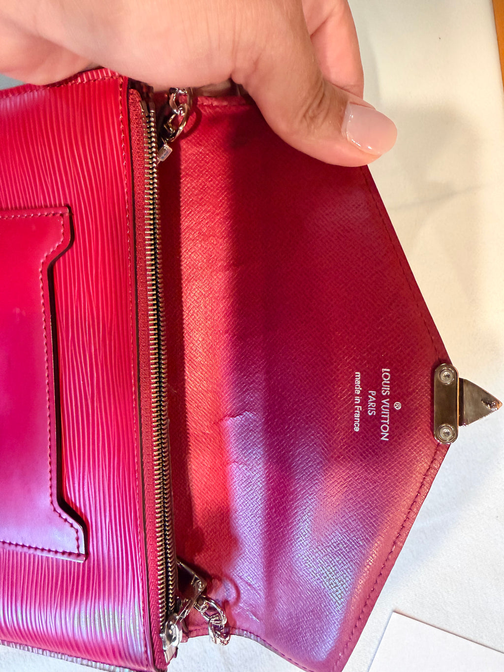 Louis Vuitton Marie Rose Fuchsia Monogram Epi Leather Wallet Clutch 9