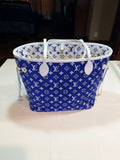 Louis Vuitton LV Match Neverfull MM Tote Bag in Blue Monogram Jacquard Velvet 59