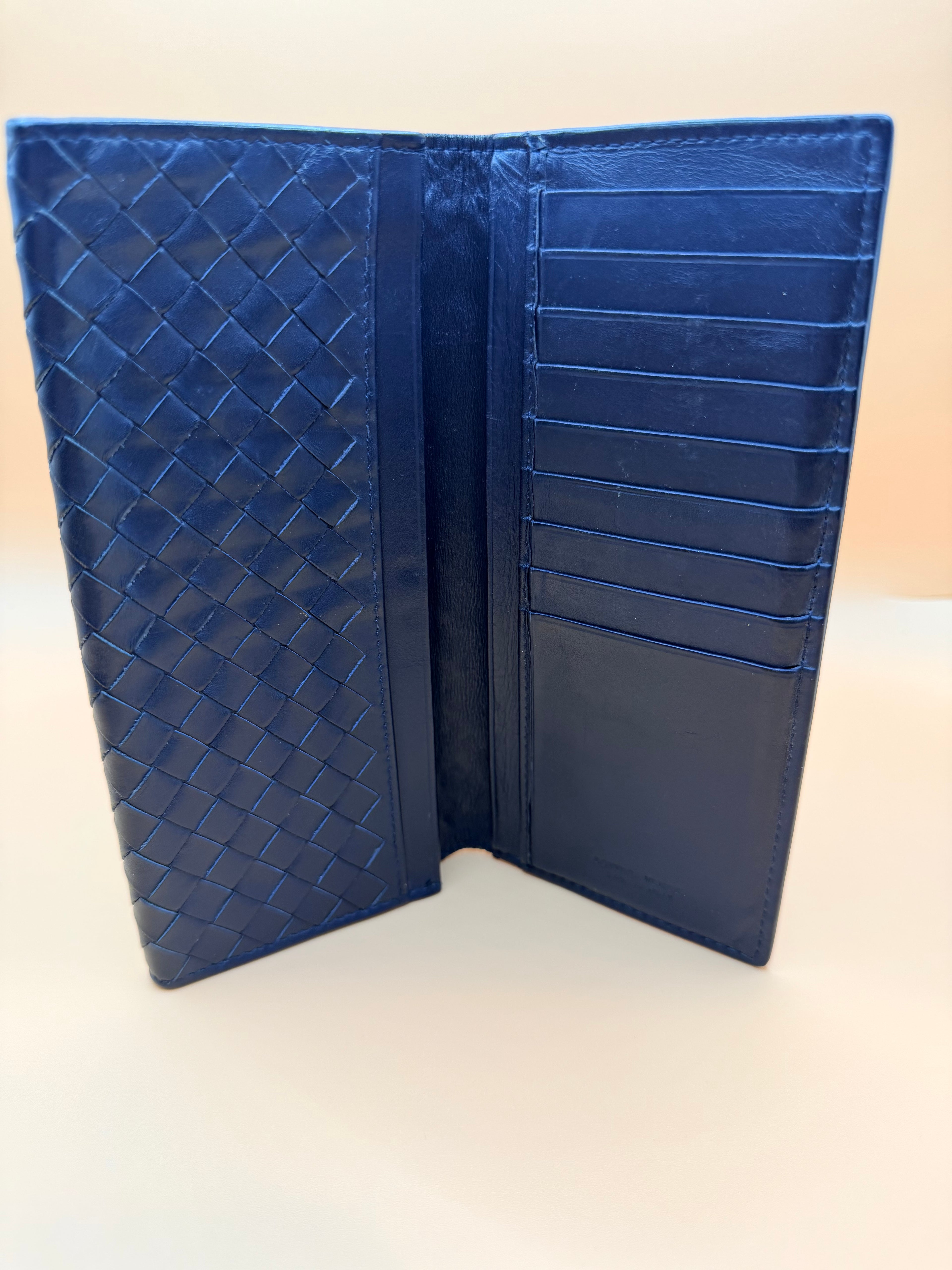 Bottega Nappa Intrecciato Continental Flap Wallet Dark Blue 8