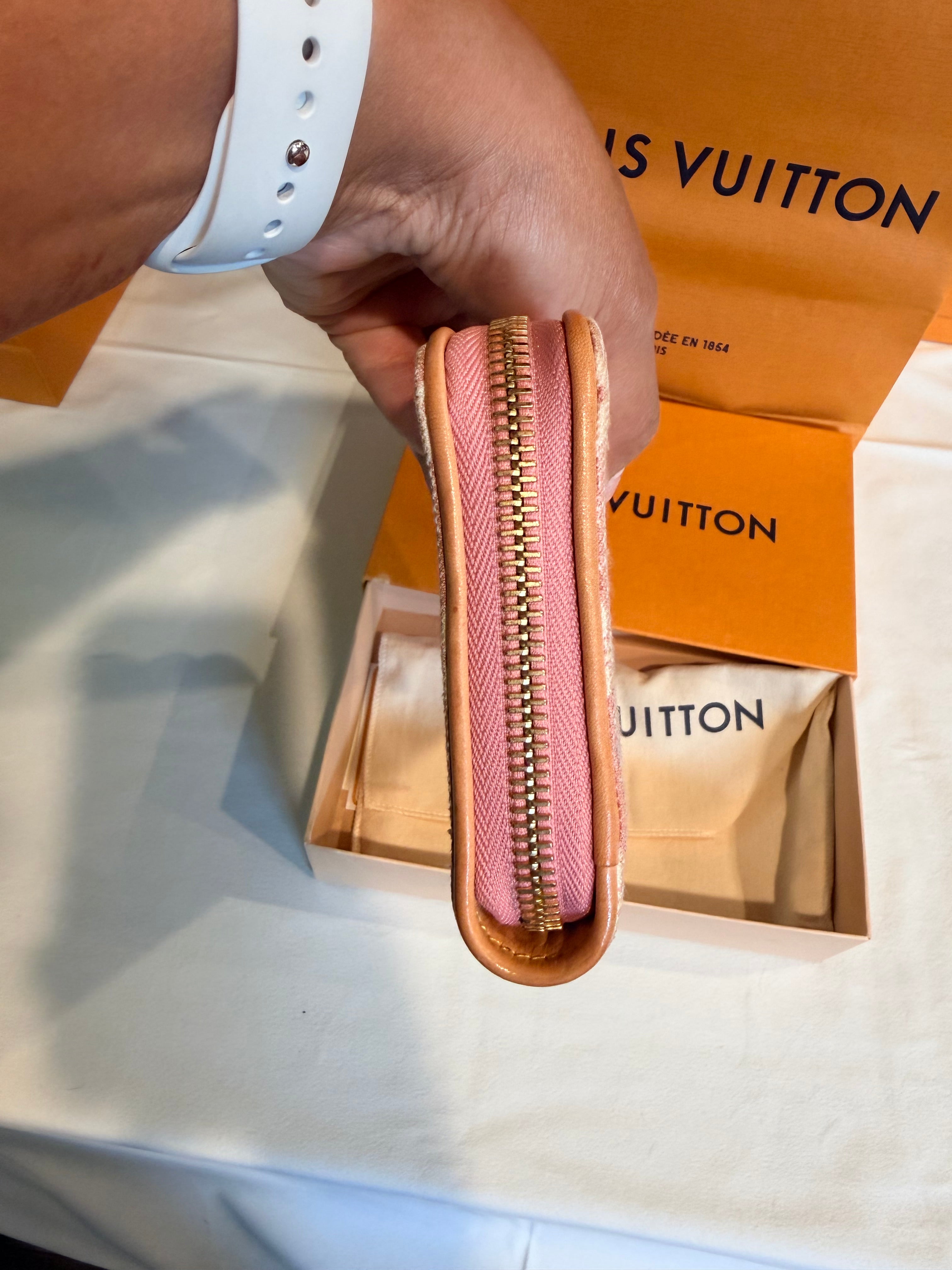 Louis Vuitton Wallet Zippy Pink Monogram Jacquard Denim 10