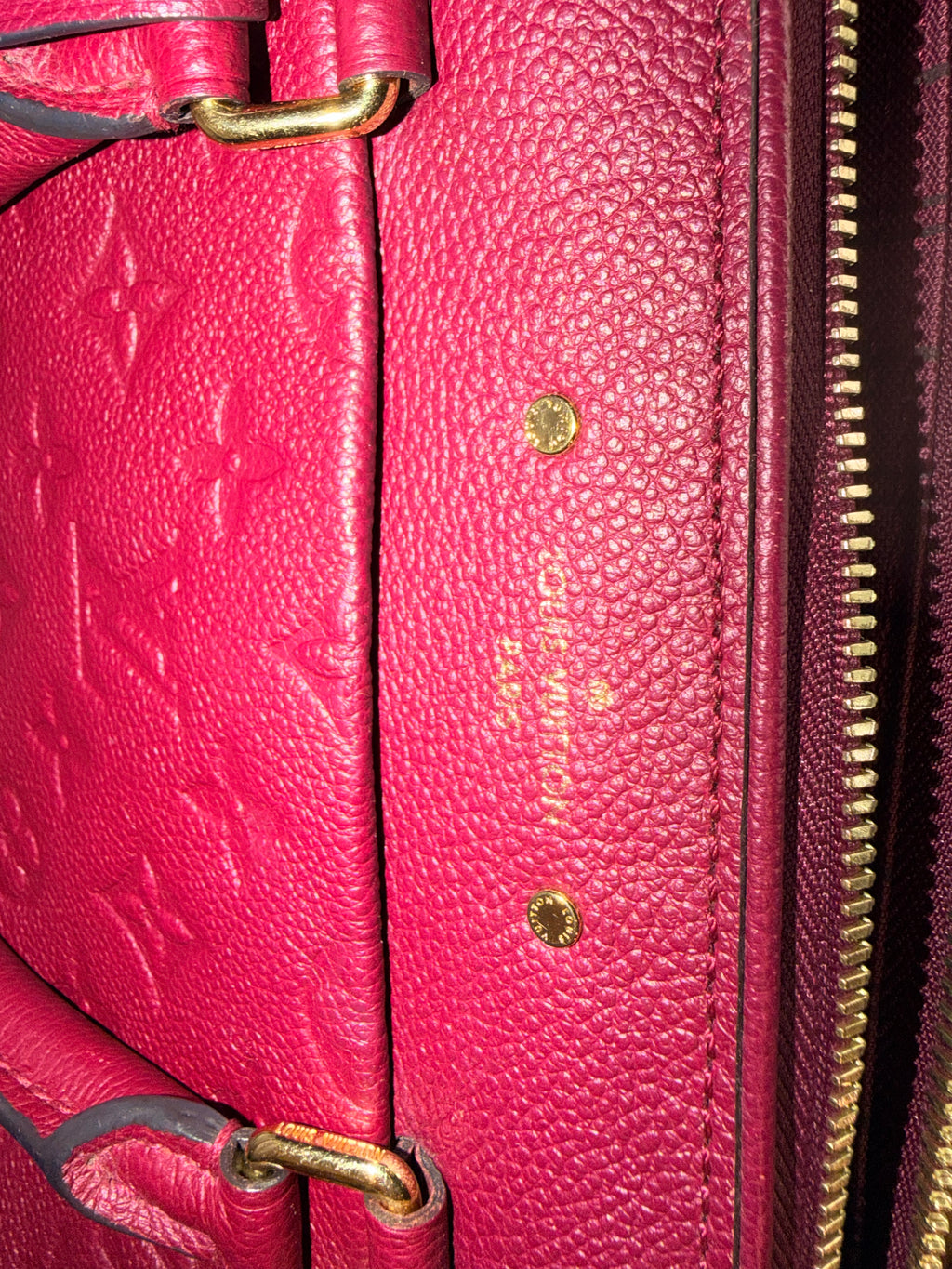 Louis Vuitton Speedy Bandouliere Bag Monogram Empreinte Giant 25 Burgundy 11